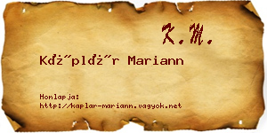 Káplár Mariann névjegykártya
