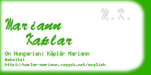 mariann kaplar business card
