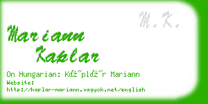 mariann kaplar business card